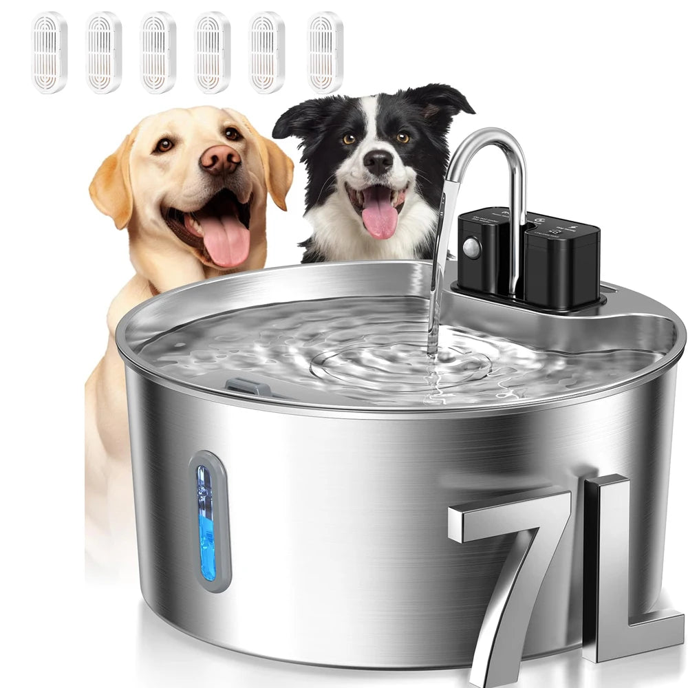 7L Stainless Steel Wireless Recharging Sensor Cat Water Pet Dispenser Bowl