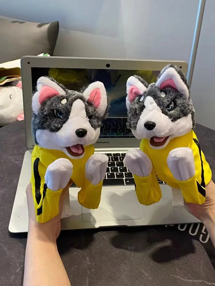 Kung Fu Husky Punching Puppet Dog Hand Puppet Boxing Puppets Animal Toy Husky Gloves with Sounds Boxing Action Halloween gift
