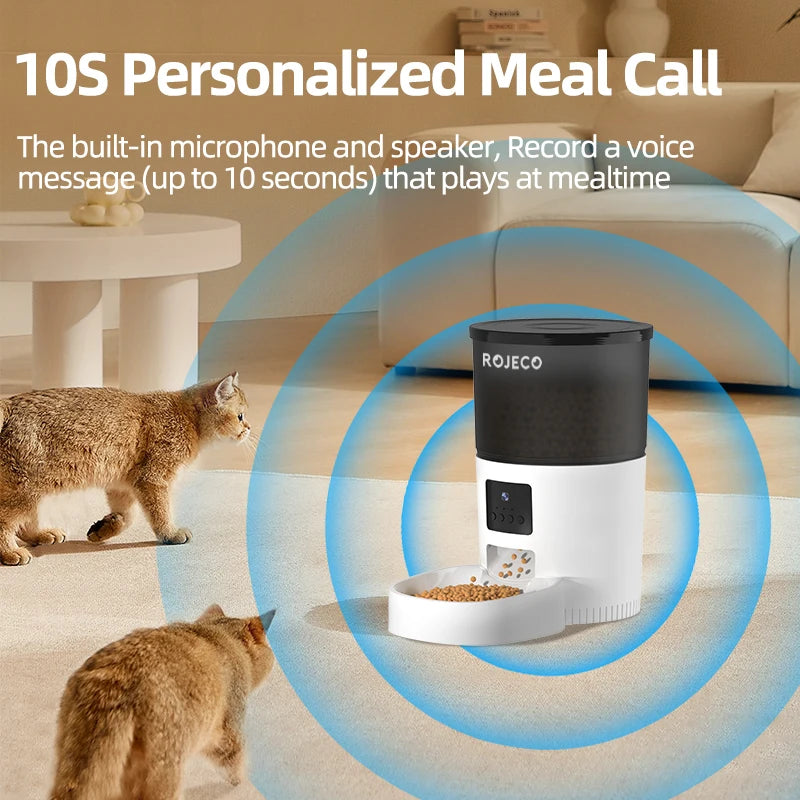 ROJECO Automatic Cat Feeder With Camera and voice