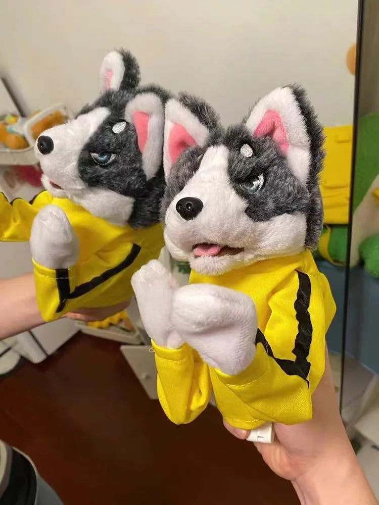 Kung Fu Husky Punching Puppet Dog Hand Puppet Boxing Puppets Animal Toy Husky Gloves with Sounds Boxing Action Halloween gift