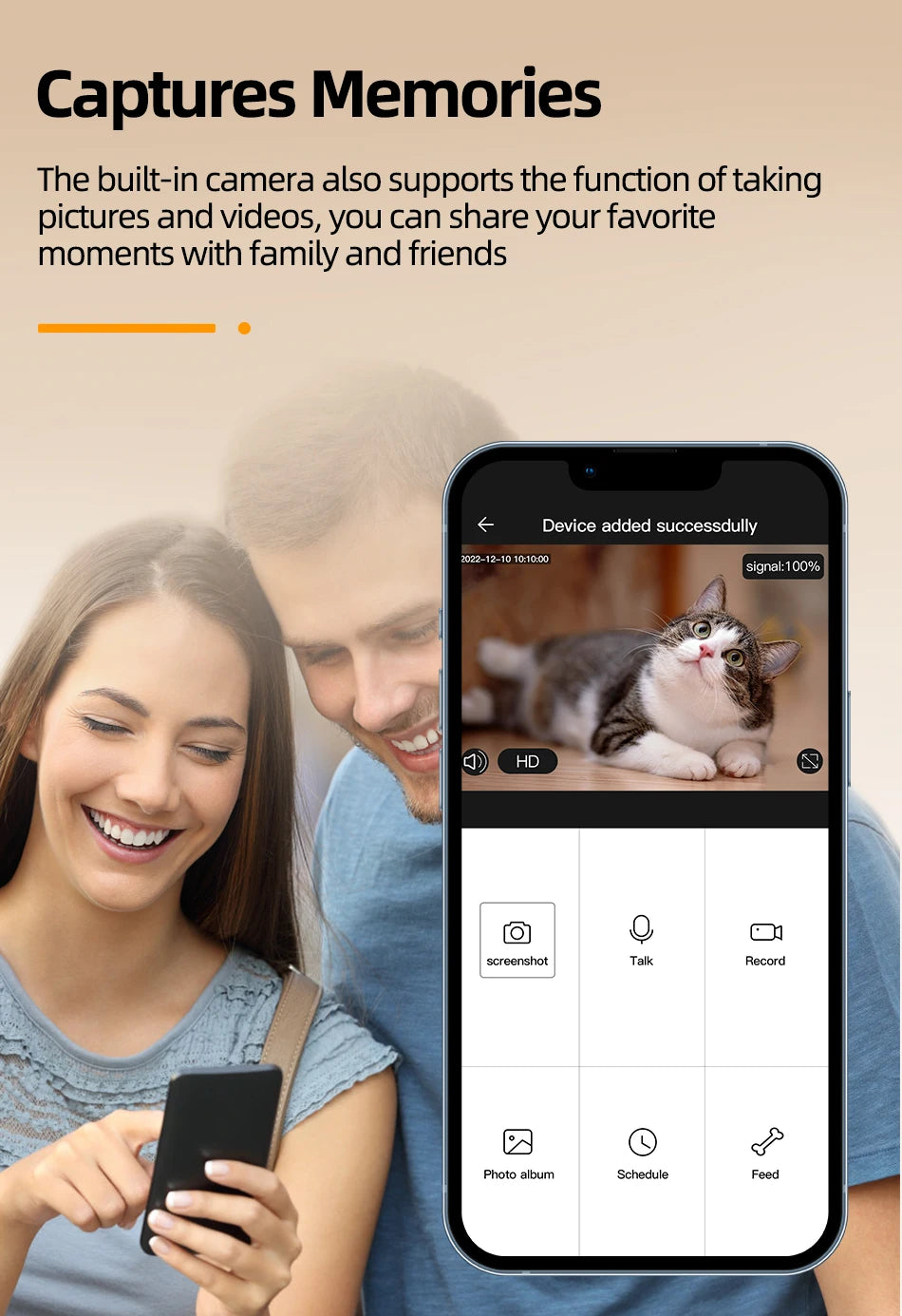 ROJECO Automatic Cat Feeder With Camera and voice
