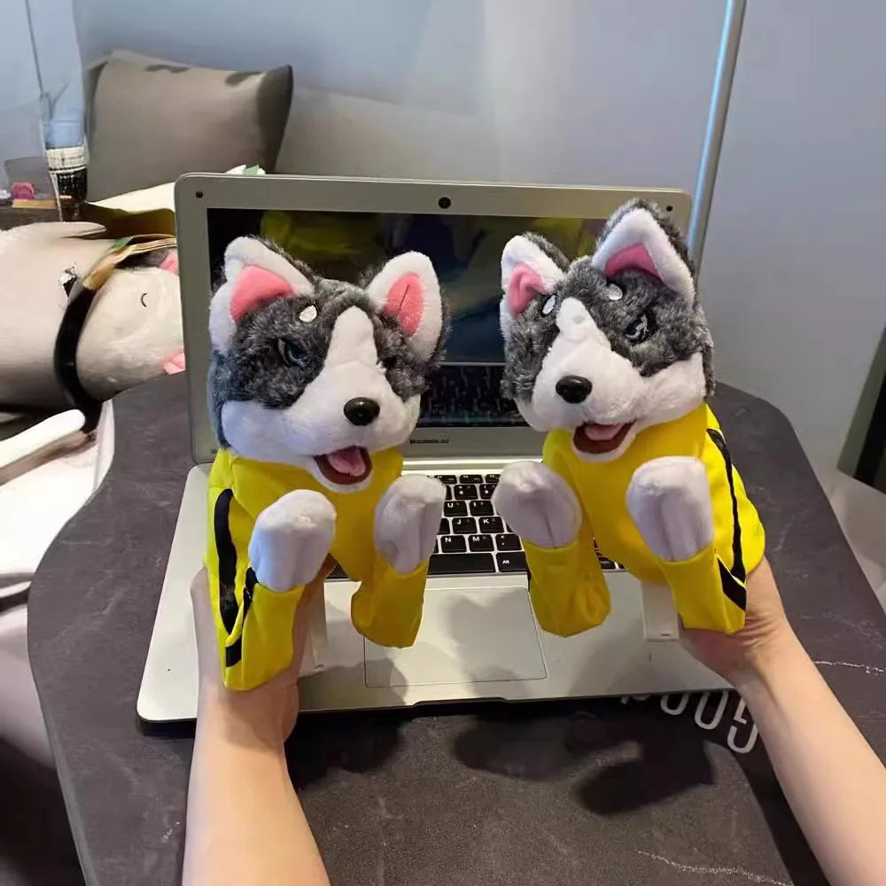 Kung Fu Husky Punching Puppet Dog Hand Puppet Boxing Puppets Animal Toy Husky Gloves with Sounds Boxing Action Halloween gift