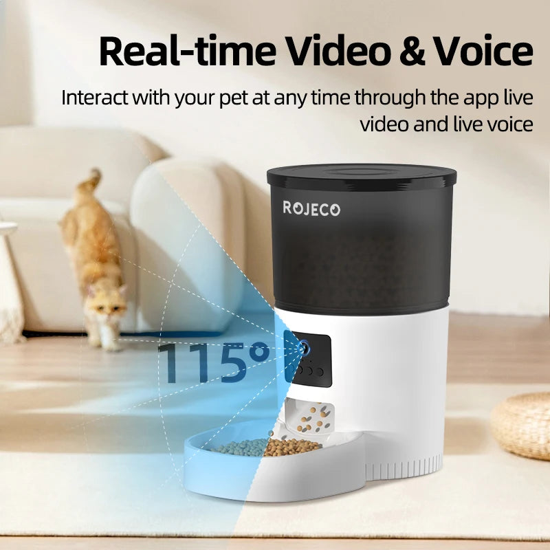 ROJECO Automatic Cat Feeder With Camera and voice