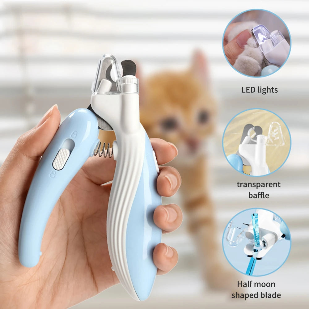 1PC Cat Led Nail Clippers With Lights - Anti-Blood