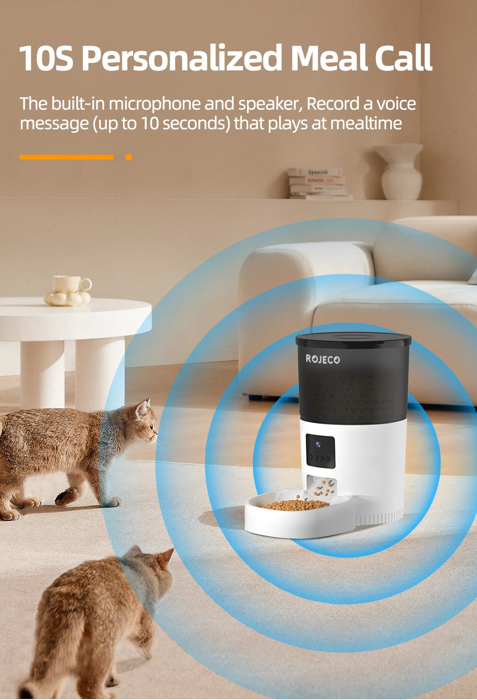 ROJECO Automatic Cat Feeder With Camera and voice