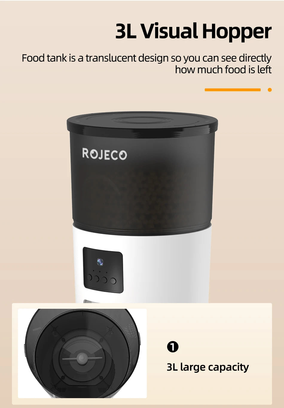 ROJECO Automatic Cat Feeder With Camera and voice