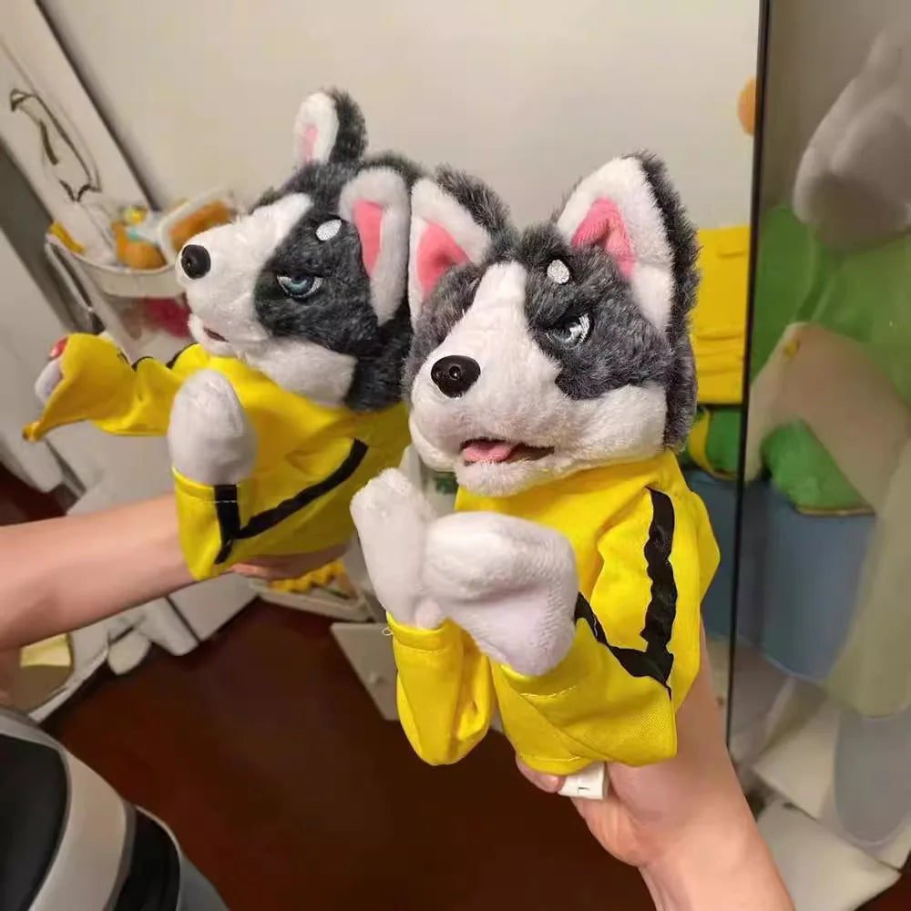 Kung Fu Husky Punching Puppet Dog Hand Puppet Boxing Puppets Animal Toy Husky Gloves with Sounds Boxing Action Halloween gift