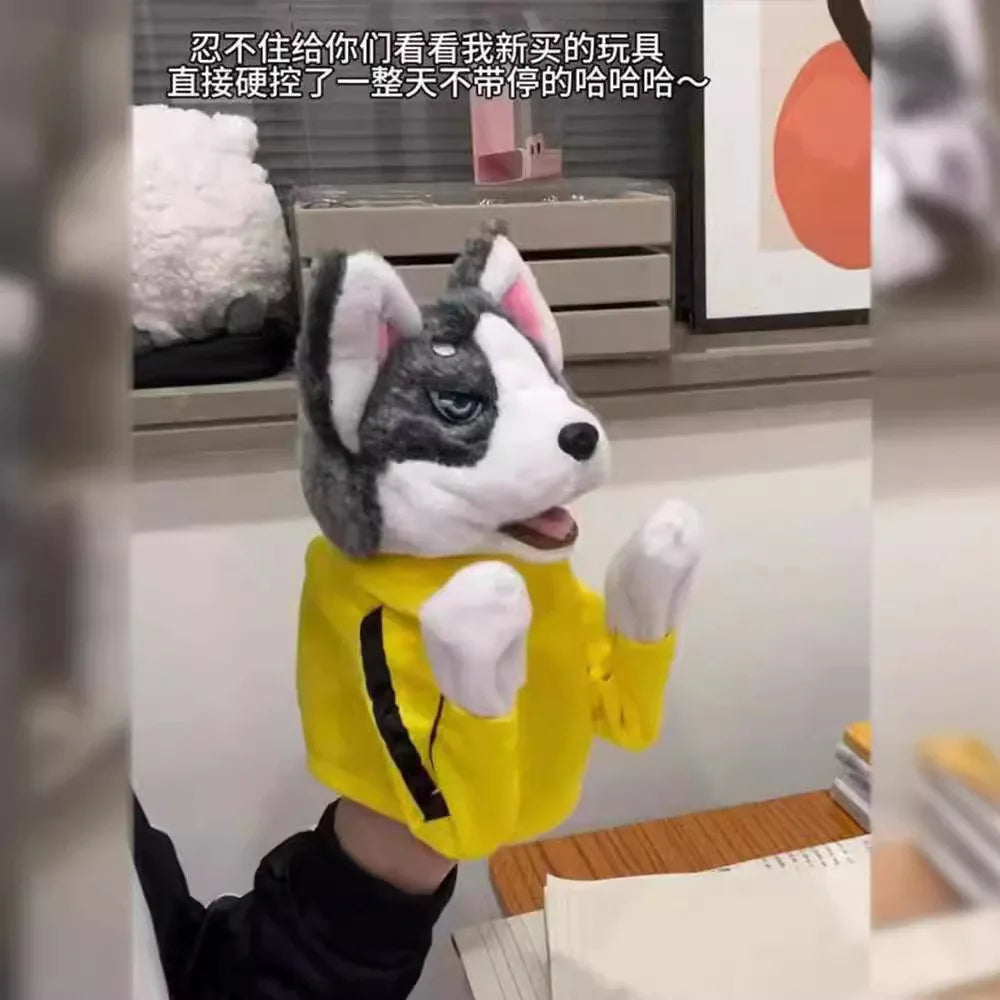 Kung Fu Husky Punching Puppet Dog Hand Puppet Boxing Puppets Animal Toy Husky Gloves with Sounds Boxing Action Halloween gift