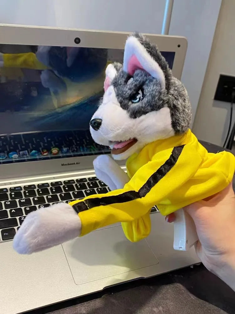 Kung Fu Husky Punching Puppet Dog Hand Puppet Boxing Puppets Animal Toy Husky Gloves with Sounds Boxing Action Halloween gift