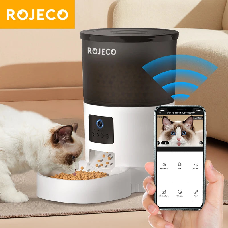 ROJECO Automatic Cat Feeder With Camera and voice