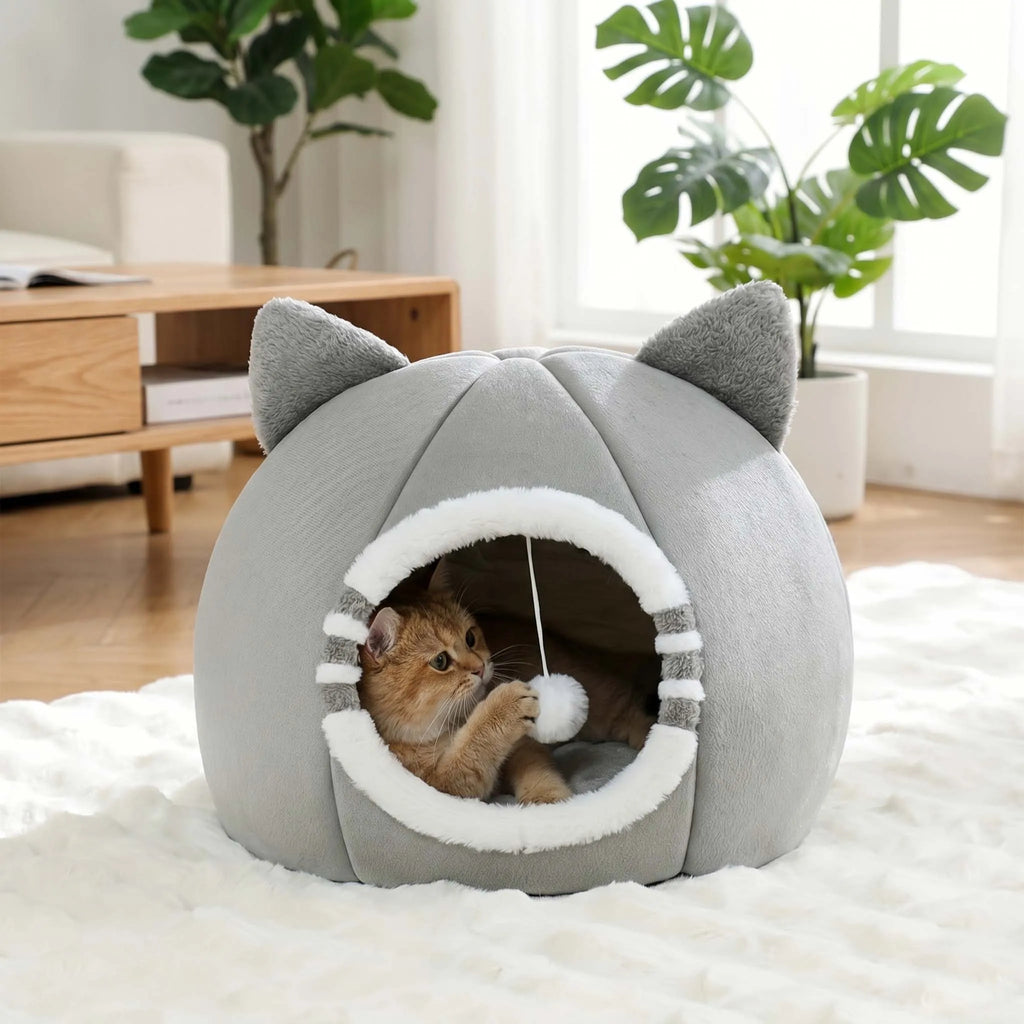 Cartoon Cat Bed Sleeping Dog Basket Tent Puppy Cave Sofa Pet Bed Small and Medium Cats House Cozy Kitten Cave Cushion