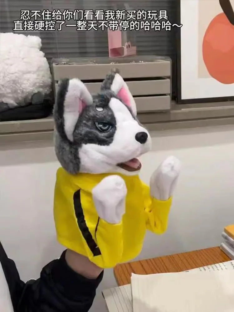 Kung Fu Husky Punching Puppet Dog Hand Puppet Boxing Puppets Animal Toy Husky Gloves with Sounds Boxing Action Halloween gift