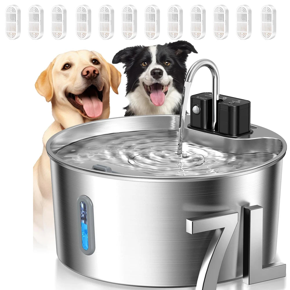 7L Stainless Steel Wireless Recharging Sensor Cat Water Pet Dispenser Bowl