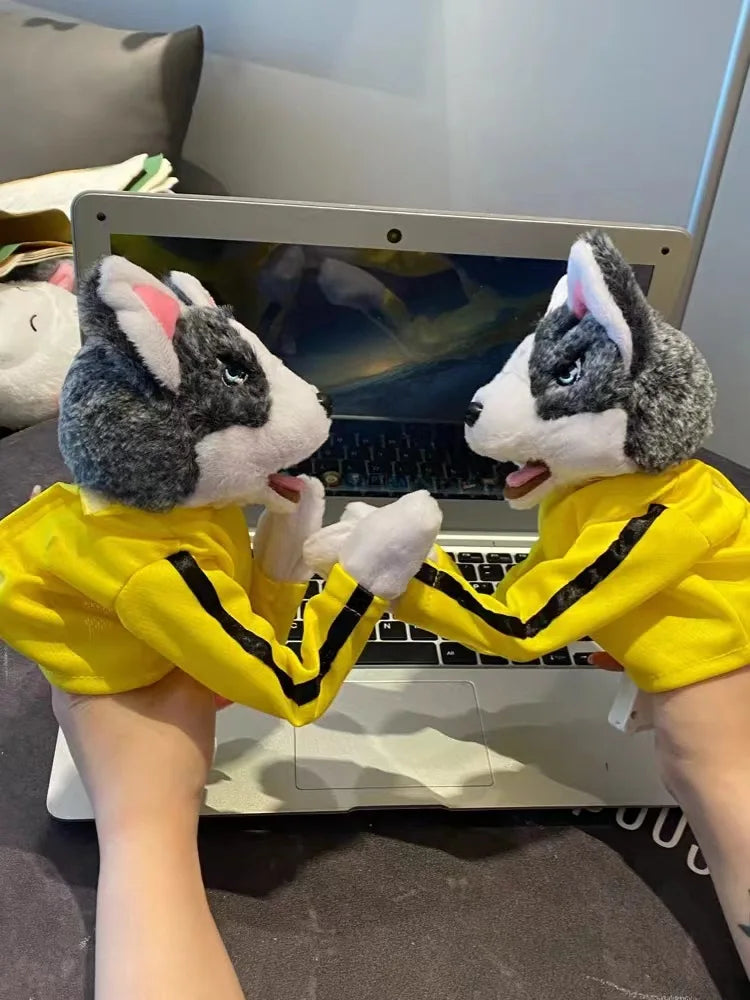 Kung Fu Husky Punching Puppet Dog Hand Puppet Boxing Puppets Animal Toy Husky Gloves with Sounds Boxing Action Halloween gift