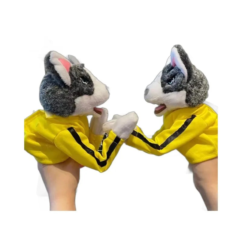 Kung Fu Husky Punching Puppet Dog Hand Puppet Boxing Puppets Animal Toy Husky Gloves with Sounds Boxing Action Halloween gift