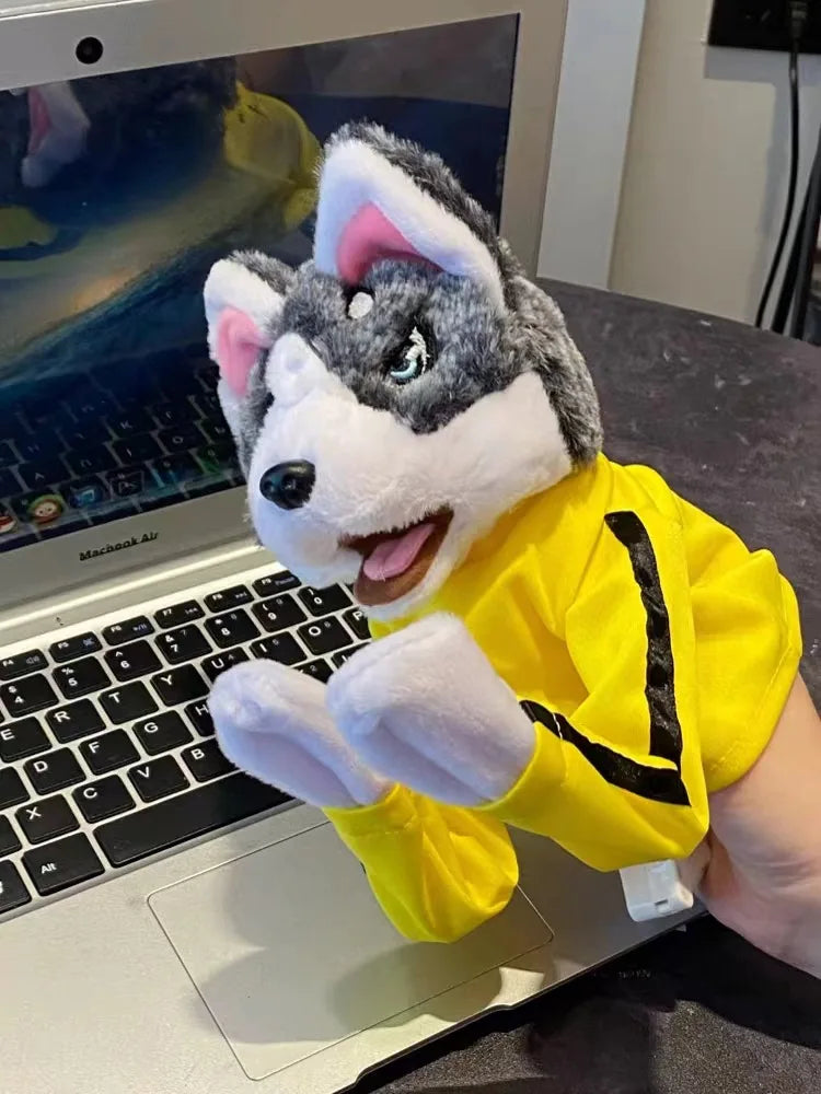 Kung Fu Husky Punching Puppet Dog Hand Puppet Boxing Puppets Animal Toy Husky Gloves with Sounds Boxing Action Halloween gift